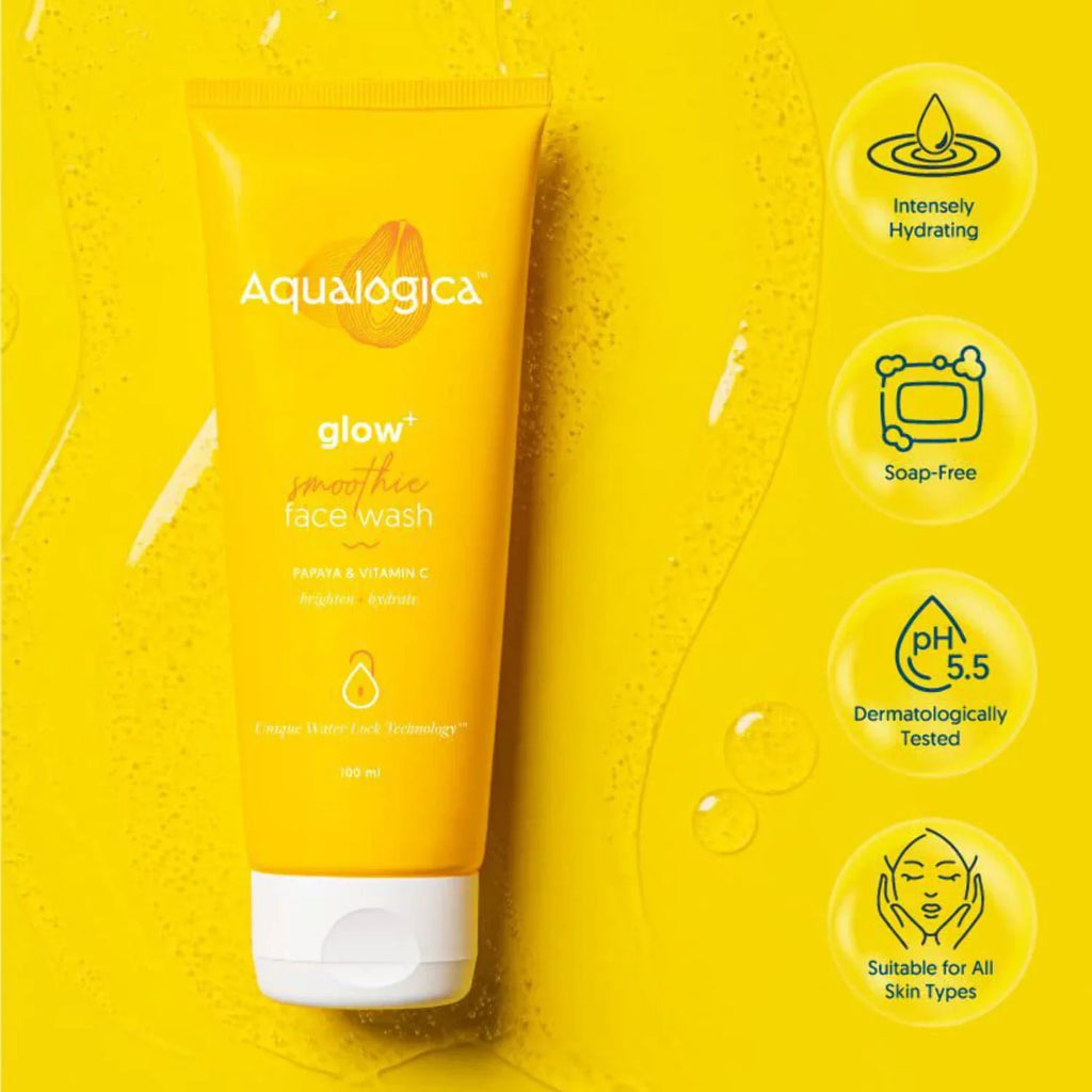 Aqualogica Glow+ Smoothie Face Wash for Deep Cleansing Skin Brightening with Vitamin C Papaya | 100 g