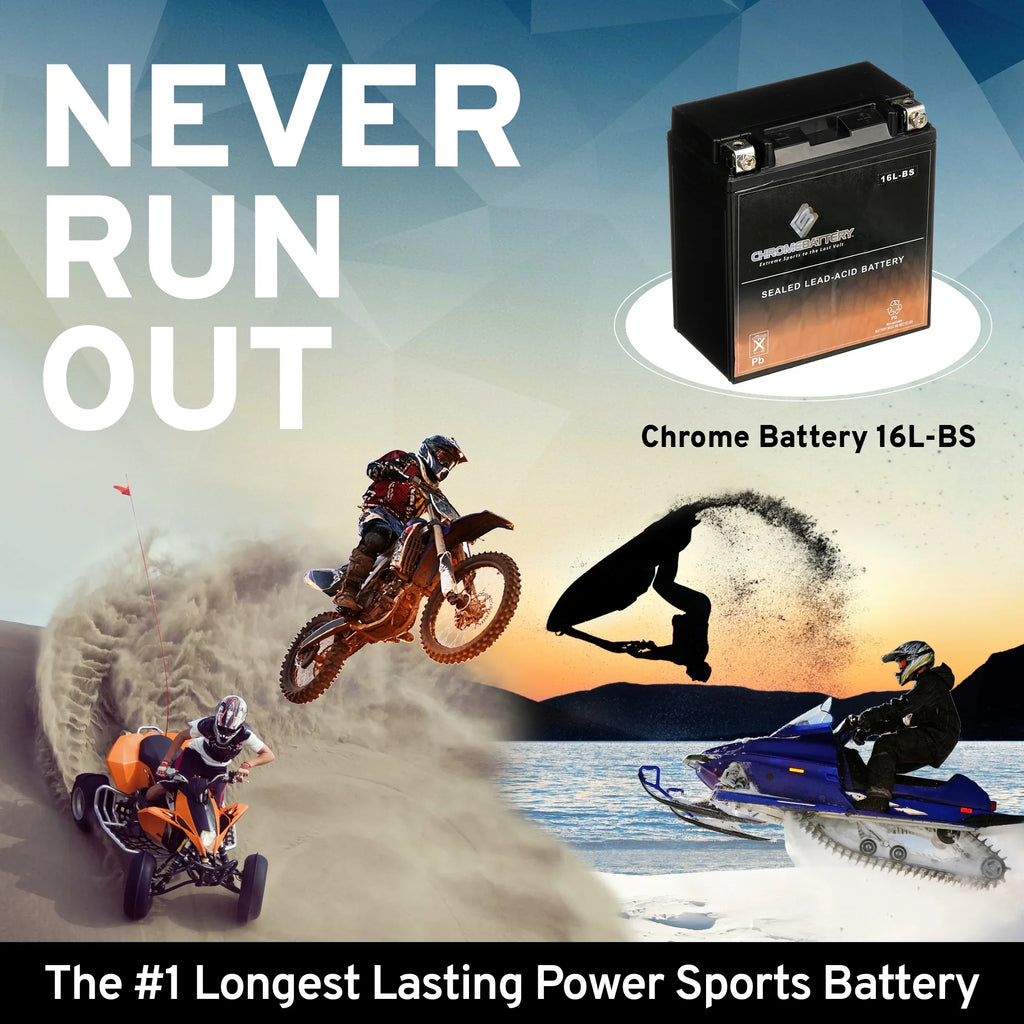 Chrome Battery YTX16L-BS (16L-BS 12 Volt,14 Ah, 230 CCA) Jet Ski Battery for Kawasaki Js650 Sx 1987
