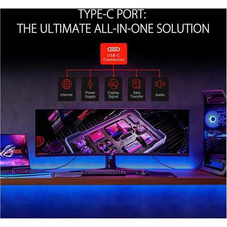 ASUS ROG Strix 49" Ultra-wide Curved HDR Gaming Monitor (XG49WCR) - Dual QHD 32:9 (5120 x 1440), 165Hz, Extreme Low Motion Blur Sync, USB-C, RJ45, DisplayHDR400, 90% DCI-P3, Dual Input KVM Switch