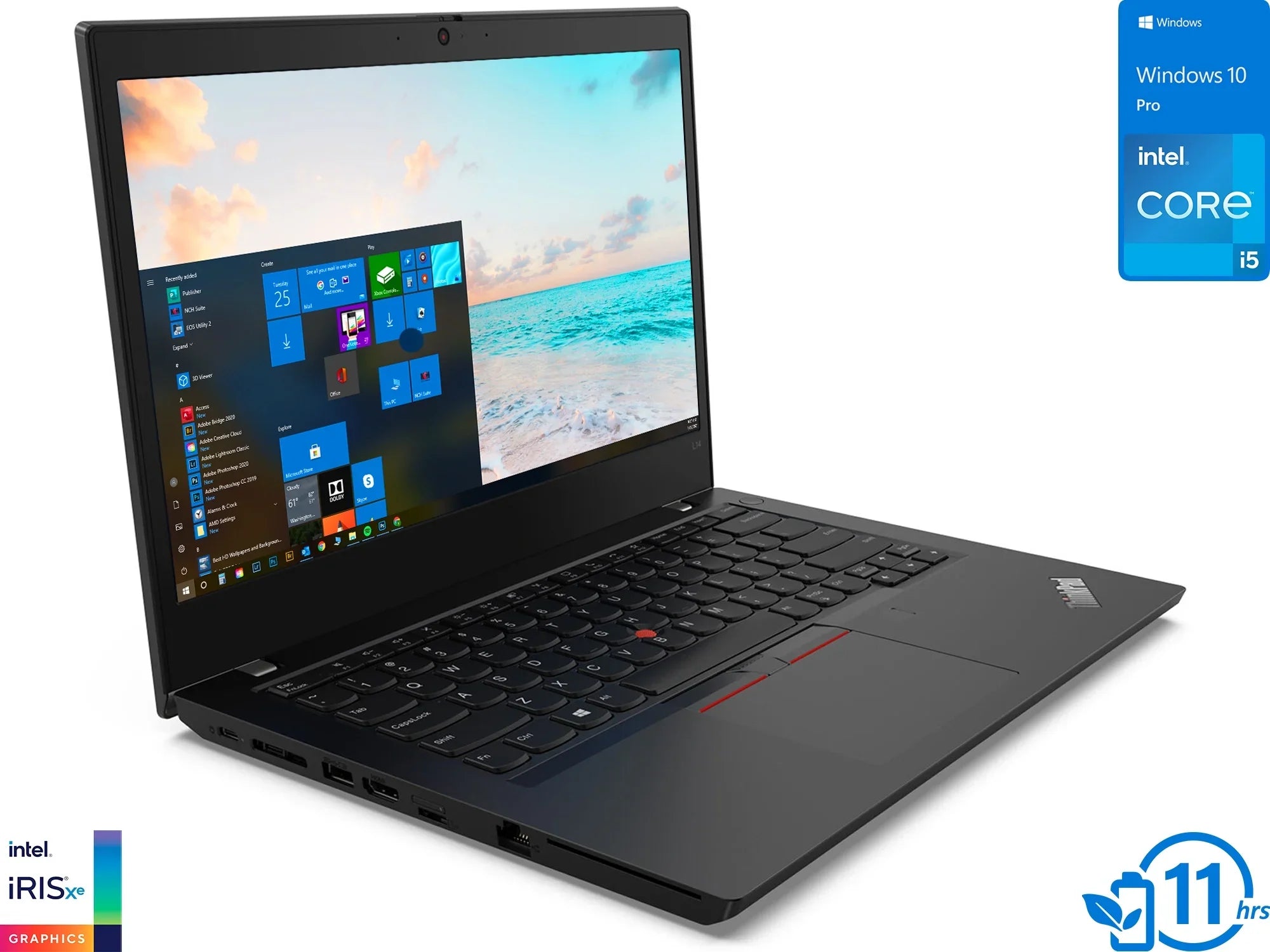 Lenovo ThinkPad L14 Gen 2 Laptop, 14" IPS FHD Display, Intel Core i5-1135G7 Upto 4.2GHz, 32GB RAM, 2TB NVMe SSD, HDMI, Thunderbolt , DisplayPort via USB-C, Wi-Fi, Bluetooth, Windows 10 Pro