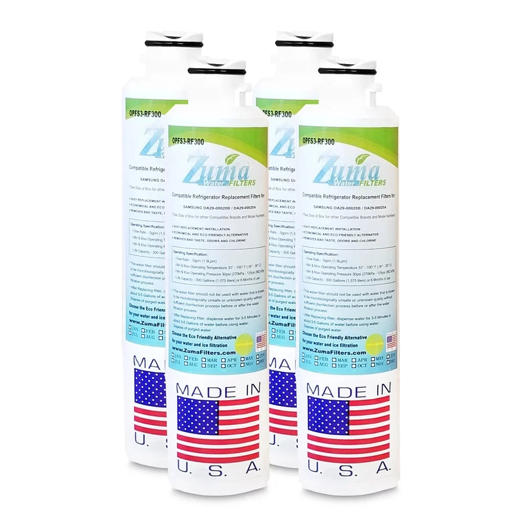 ZUMA Brand , Water and Ice Filter , Model # OPFS3-RF300 , Suitable with RF4287HABP/XAA - 4 Pack - Made in U.S.A.