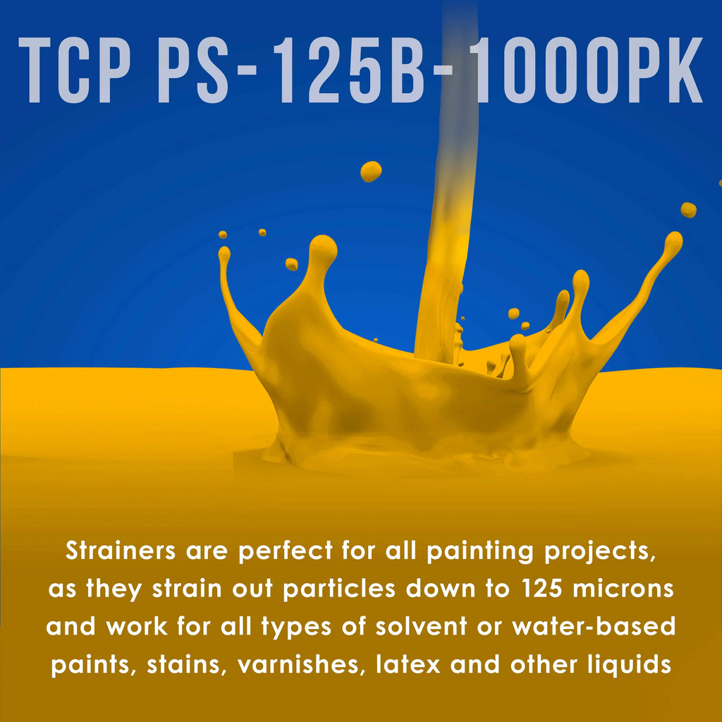 TCP Global Case of 1000 Paint Strainers with Ultra-Fine 125 Micron Filter Tips - Premium Pure Blue Ultra-Flow Blue Nylon Mesh - Cone Paint Filter Screen - Finely Strain Auto, Car, House Paint