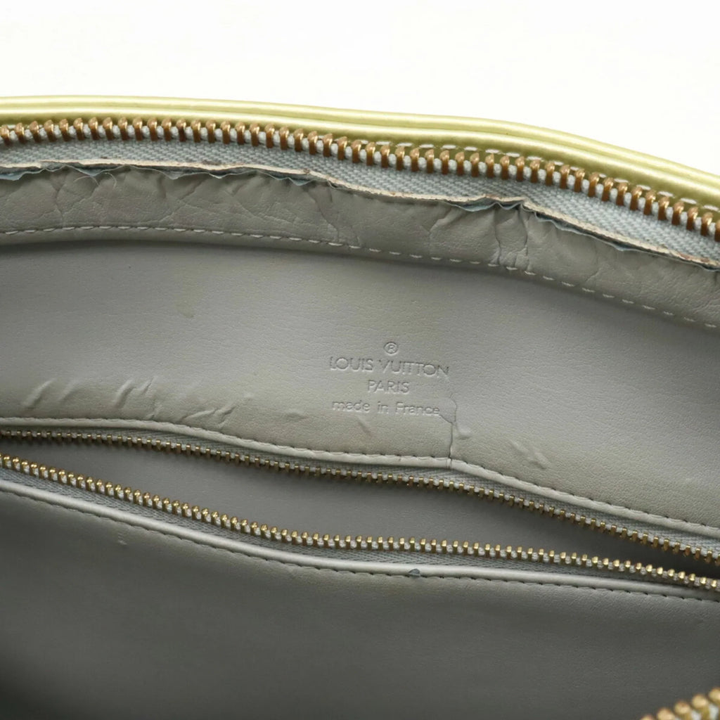 Pre-Owned LOUIS VUITTON Vernis Houston Tote Bag Handbag Baby Blue Green M91005 (Good)