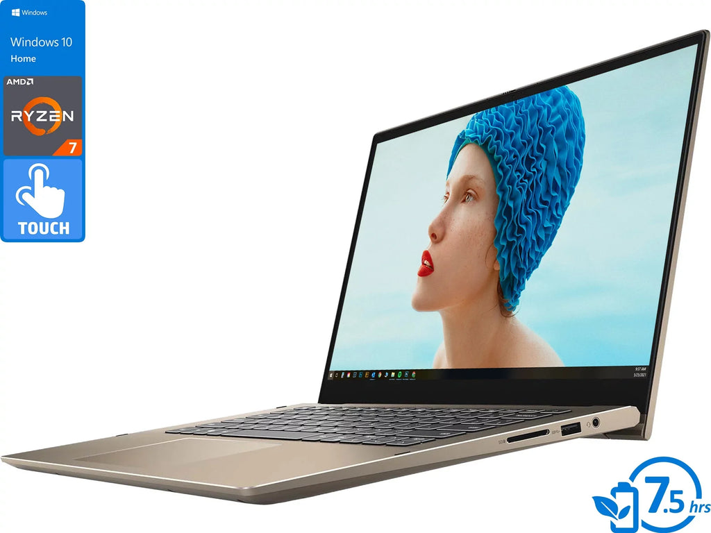 Dell Inspiron i7405 2-in-1, 14" IPS FHD Touch Display, AMD Ryzen 7 4700U Upto 4.1GHz, 16GB RAM, 512GB NVMe SSD, Vega 6, HDMI, DisplayPort via USB-C, Wi-Fi, Bluetooth, Windows 10 Home (i7405-A371TUP)