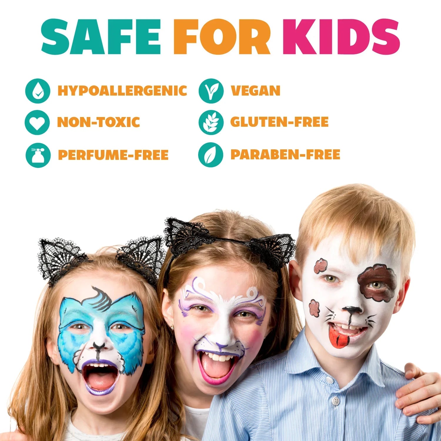 Kraze FX Celebration Professional Face Painting One Stroke Split Cake Palette, Water Activated, Hypoallergenic, Safe, Non Toxic Halloween Party Makeup Face Paint Kit for Sensitive Skin, Kids & Adults