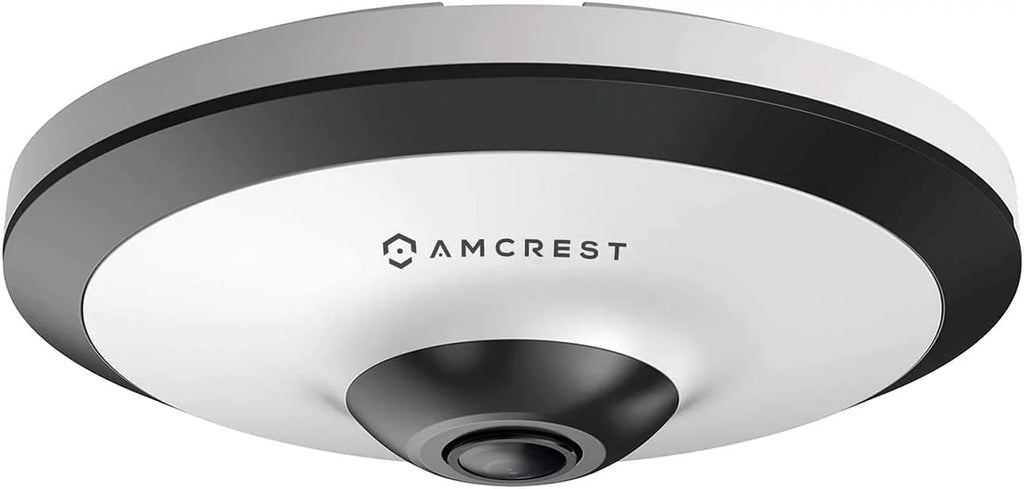 Amcrest 5-Megapixel Fisheye Camera, UltraHD Security PoE Camera Indoor, 1.4mm Lens, 33ft Nightvision, 360° Panoramic Camera Shield Cloud and MicroSD Recording, IP5M-F1180EW (White)