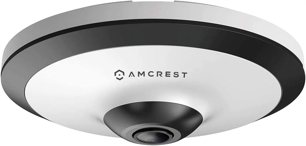 Amcrest 5-Megapixel Fisheye Camera, UltraHD Security PoE Camera Indoor, 1.4mm Lens, 33ft Nightvision, 360° Panoramic Camera Shield Cloud and MicroSD Recording, IP5M-F1180EW (White)