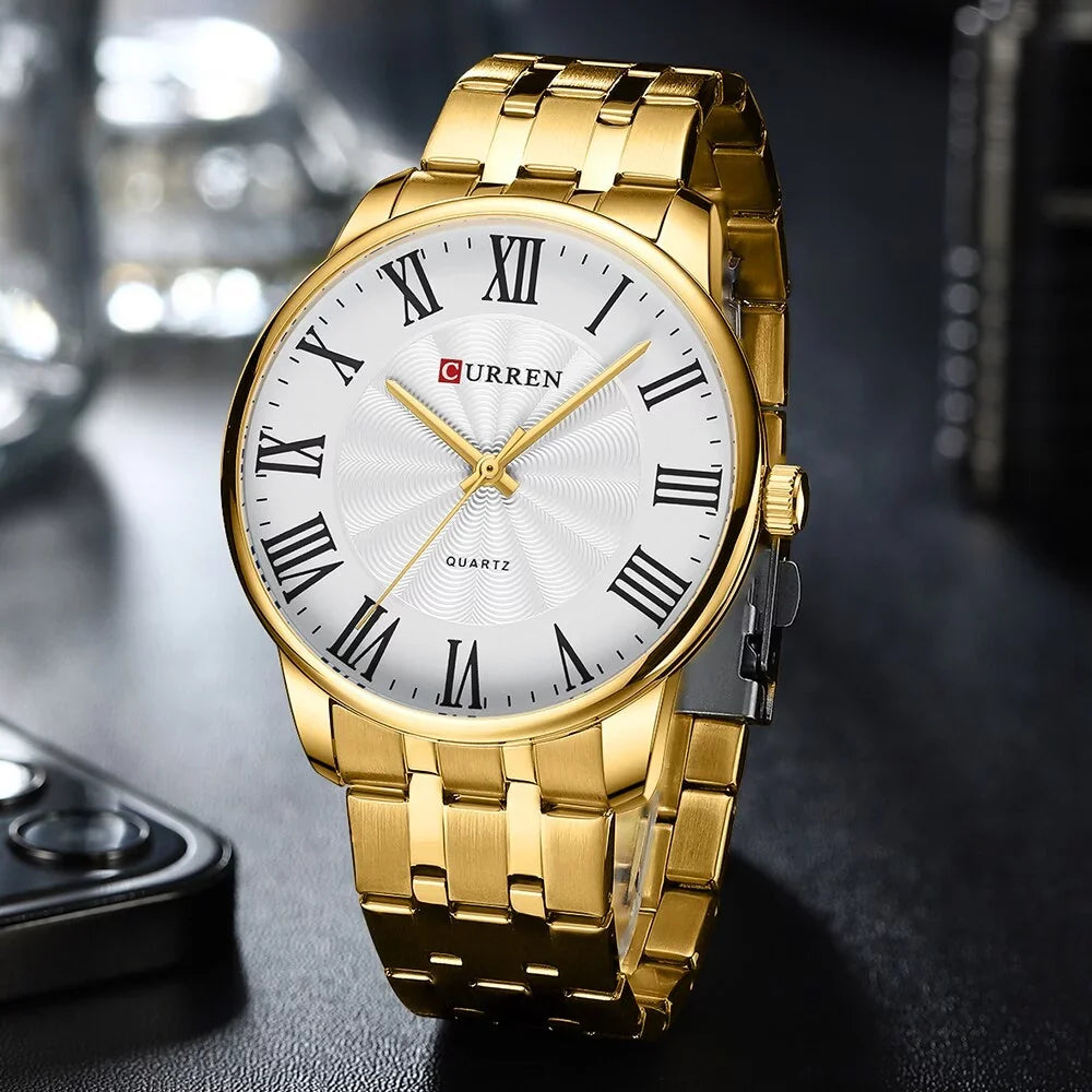 Fashion Brand Quartz Watch Luxury Stainless Steel Men's Watches Simple Dial Quartz Movement Clock CURREN Wristwatch For Man