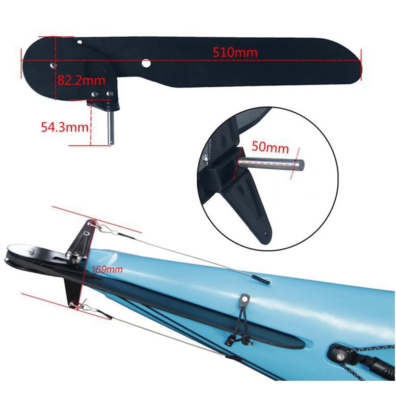 Kayak Watercraft Rudder Direction Control Steering System for Canoe Fishing