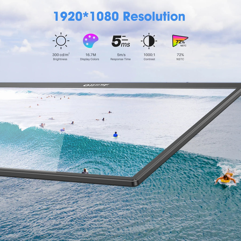 Oiiwak 18.5 inch Large Portable Monitor,100HZ Second Screen Extender for Laptop, 100% sRGB 1080P FHD IPS Frameless Travel Gaming Monitor, Dual Speakers, 180° Foldable Stand & VESA