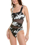 Carmen Marc Valvo womens Spliced One-Piece, 8, Black