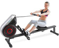 SereneLife Rowing Machine Air and Magnetic Rowing Machine Rowing Exercise Machine for Gym, Selectable Resistance (8) Levels (Black)
