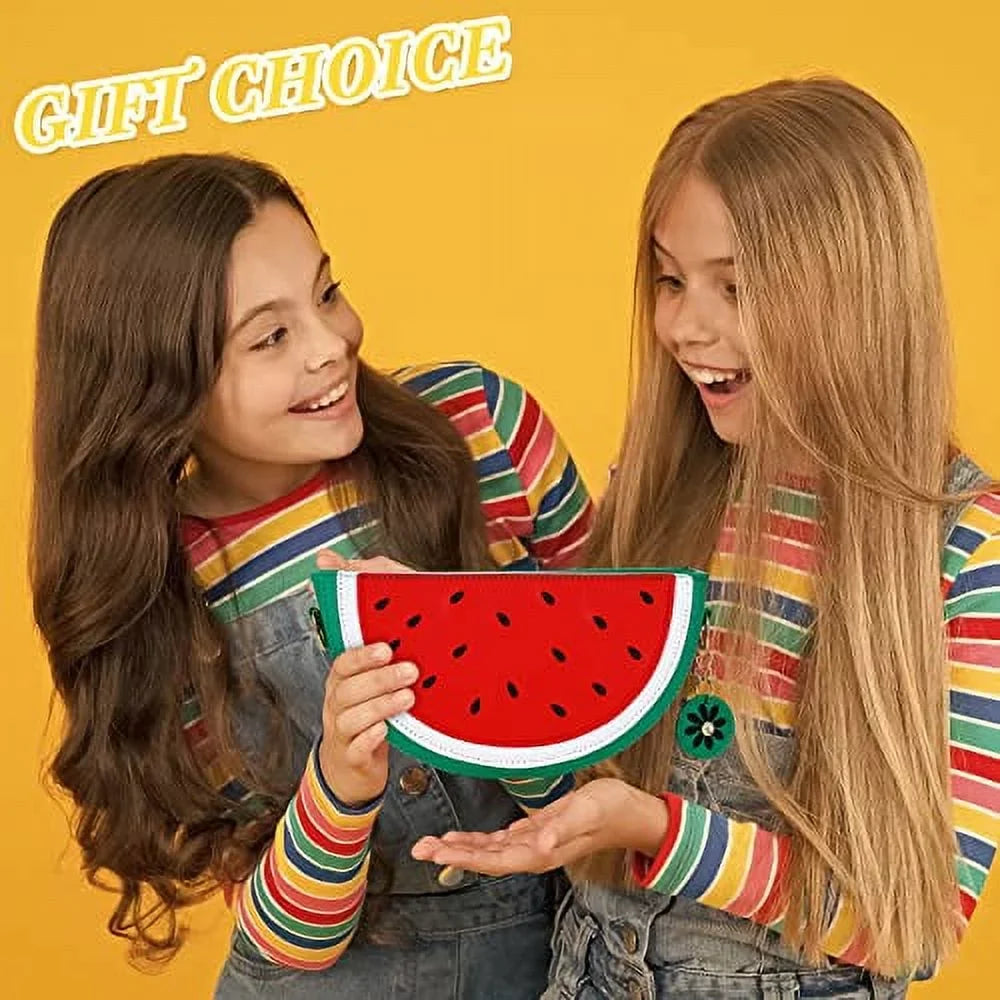 Set of 4 Fruit Shoulder Bag Lemon Watermelon Shape Shoulder Bag Pineapple Strawberry Crossbody Purse Bag Cute Novelty Fruit Shoulder Mini Bag Purse Wallet for Women Girl Gift