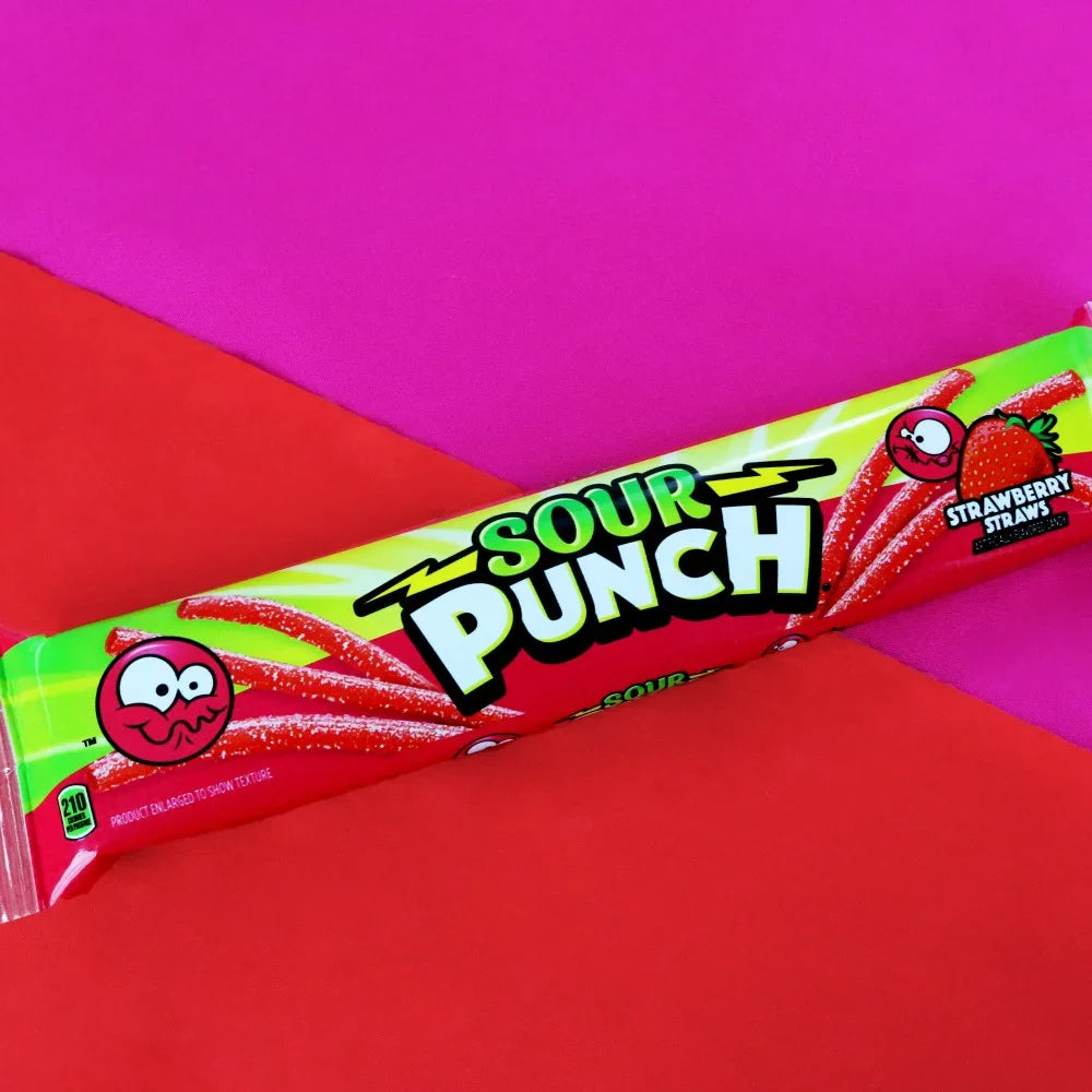 Sour Punch Straws, Strawberry, 2oz Tray (24ct Caddy)