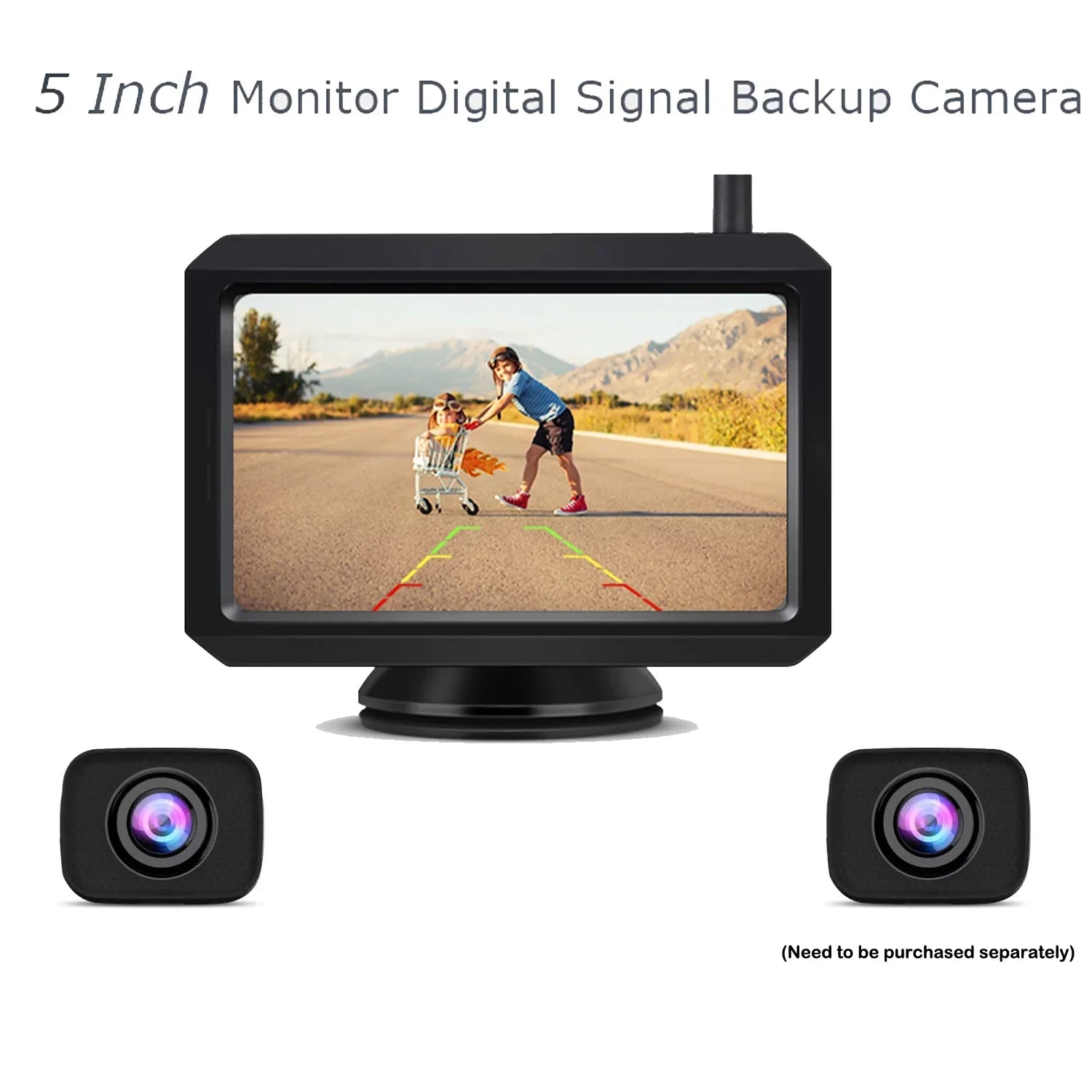 Wireless Digital BackUp Camera Kit, Dual Camera Channels Trailer Reverse Cameras, Waterproof Rear View Camera for Truck, RV, Car, Camper,Trailer