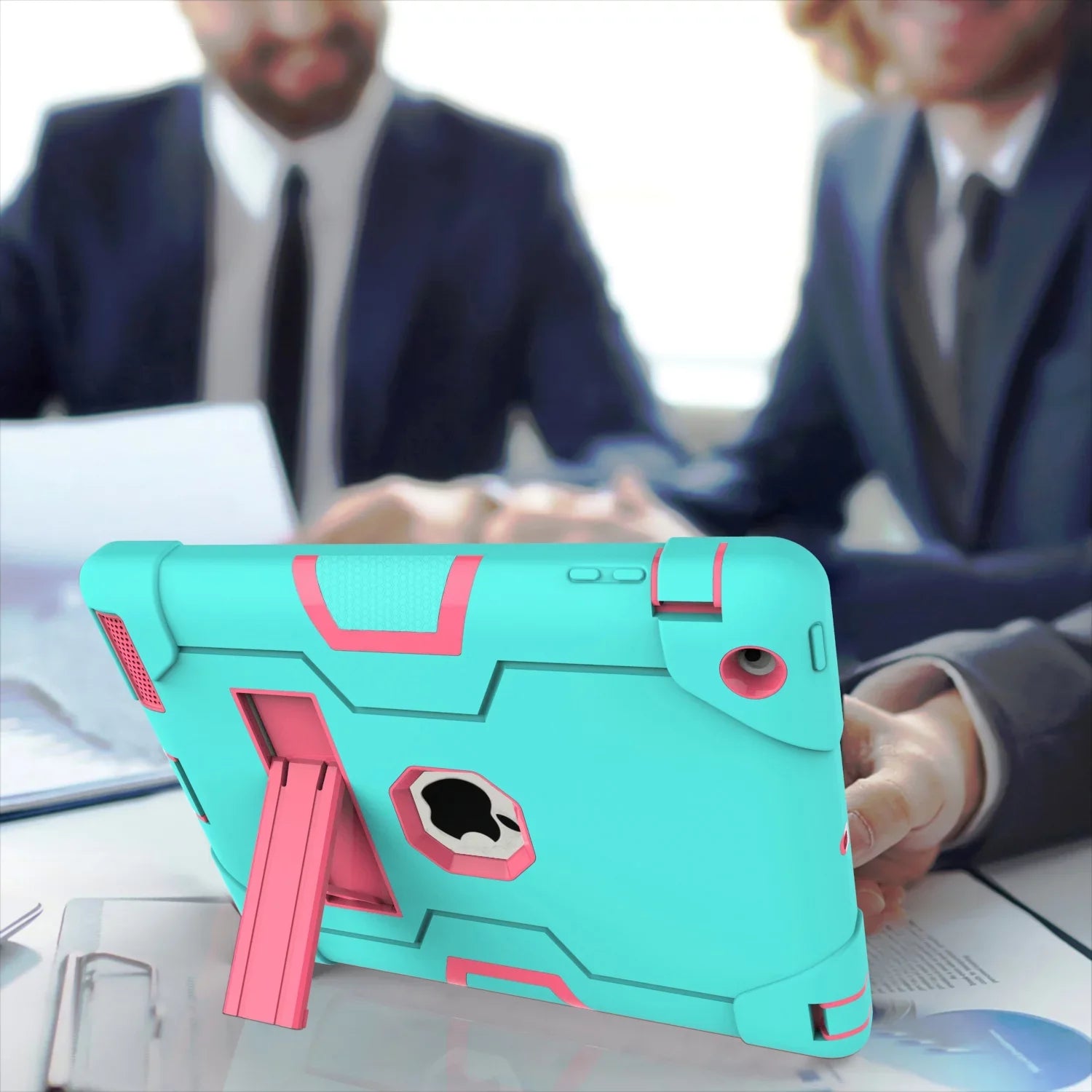 iPad 2 Case,iPad 3 Case,iPad 4 Case, Allytech Three Layer Shockproof Armor Defender Protective Case Wrap with Kickstand for iPad 2nd Gen / iPad 3rd Gen / iPad 4th Generation (Aqua/Rosegold)
