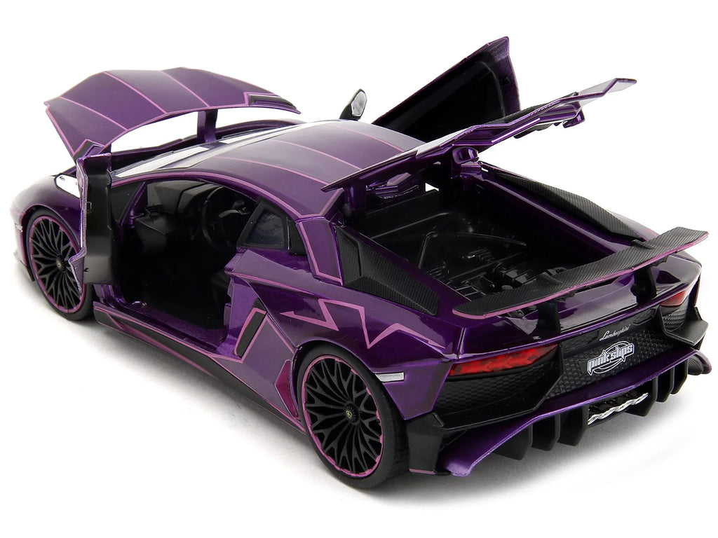 Lamborghini Aventador SV Candy Purple with Pink Graphics "Pink Slips" Series 1/24 Diecast Model Car by Jada