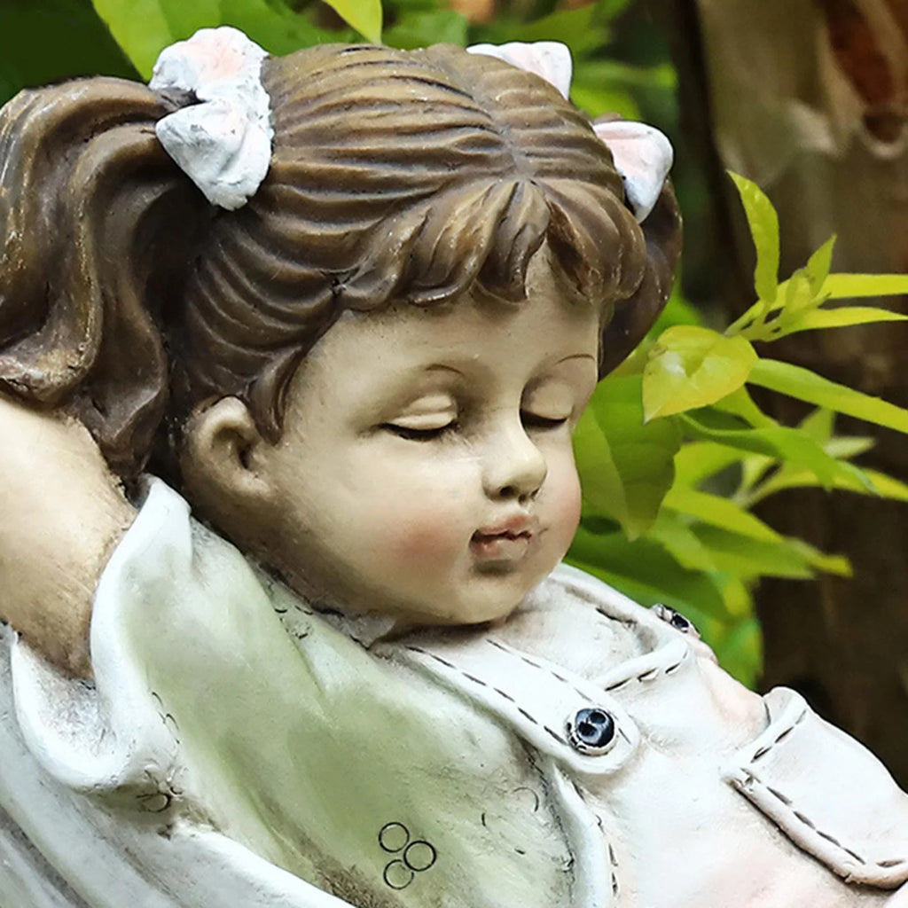 Girls on Swing Garden Statue, Yard Pond Fountain Decorative Figurine Tree Hanging Sculpture, Lawn Nordic Hand Landscaping Ornament Crafts