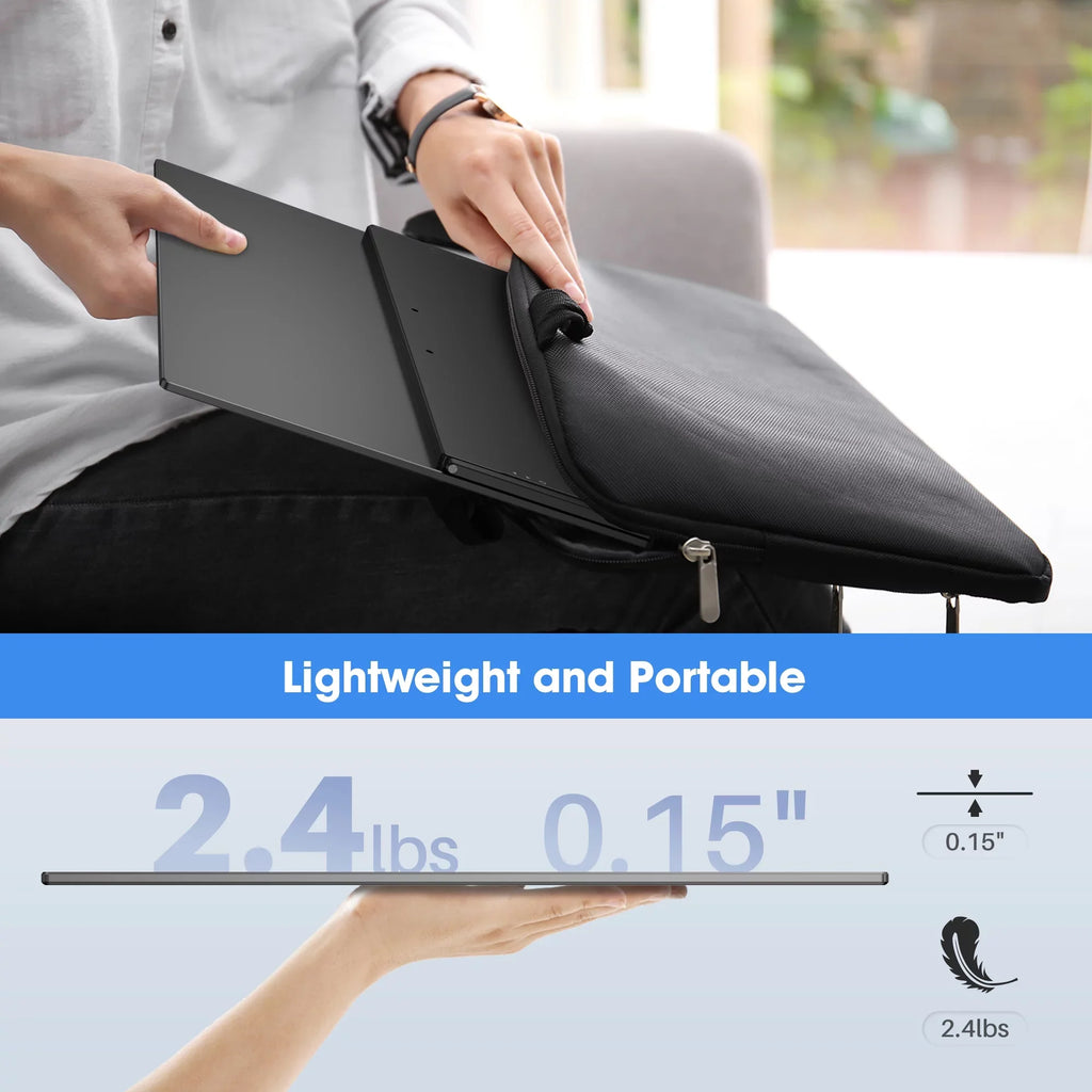 Oiiwak 18.5 inch Large Portable Monitor,100HZ Second Screen Extender for Laptop, 100% sRGB 1080P FHD IPS Frameless Travel Gaming Monitor, Dual Speakers, 180° Foldable Stand & VESA