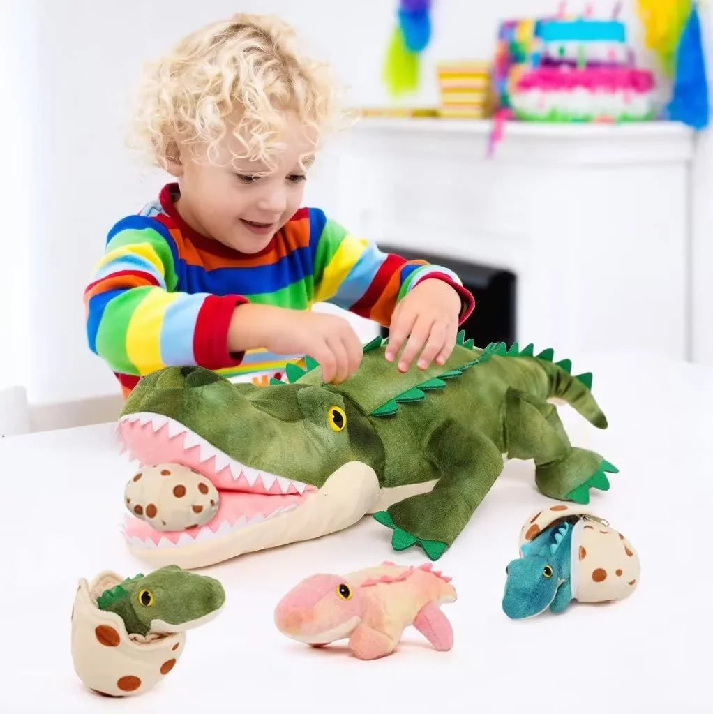 MaoGoLan 24" Alligator Mommy Stuffed Animal with 3 Baby Alligator and 3 Eggs Inside