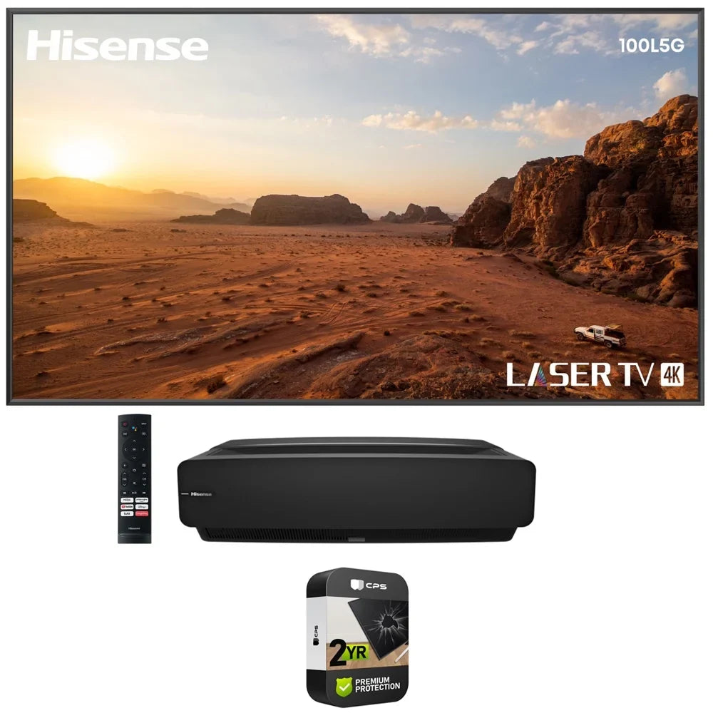 Hisense 100L5G 100" 4K Ultra-Short-Throw LASER TV & 100'' DLT100B 1.0 Gain ALR Screen Bundle with 2 YR CPS Enhanced Protection Pack
