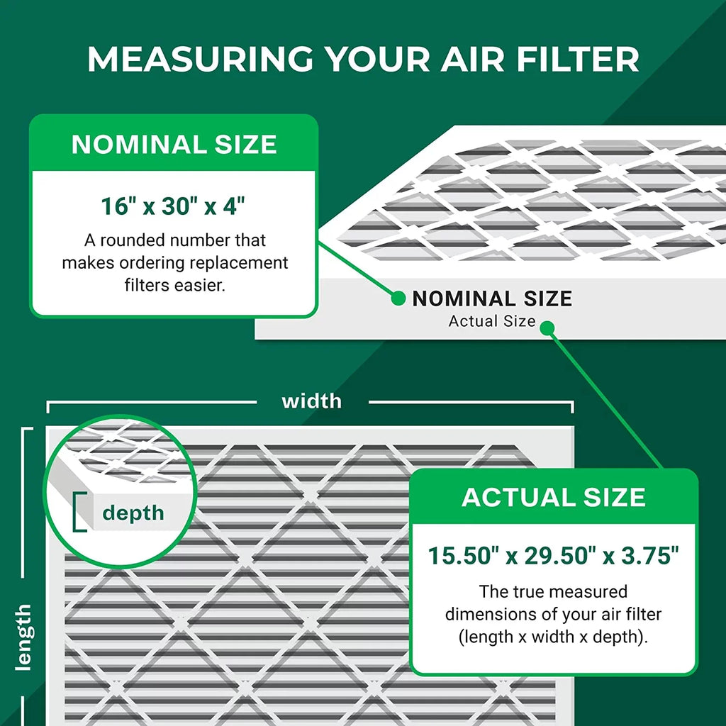 Filterbuy 16x30x4 MERV 8 Pleated HVAC AC Furnace Air Filters (4-Pack)