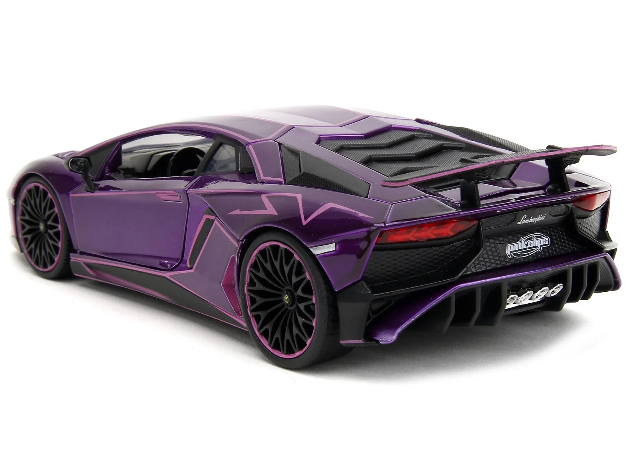 Lamborghini Aventador SV Candy Purple with Pink Graphics "Pink Slips" Series 1/24 Diecast Model Car by Jada