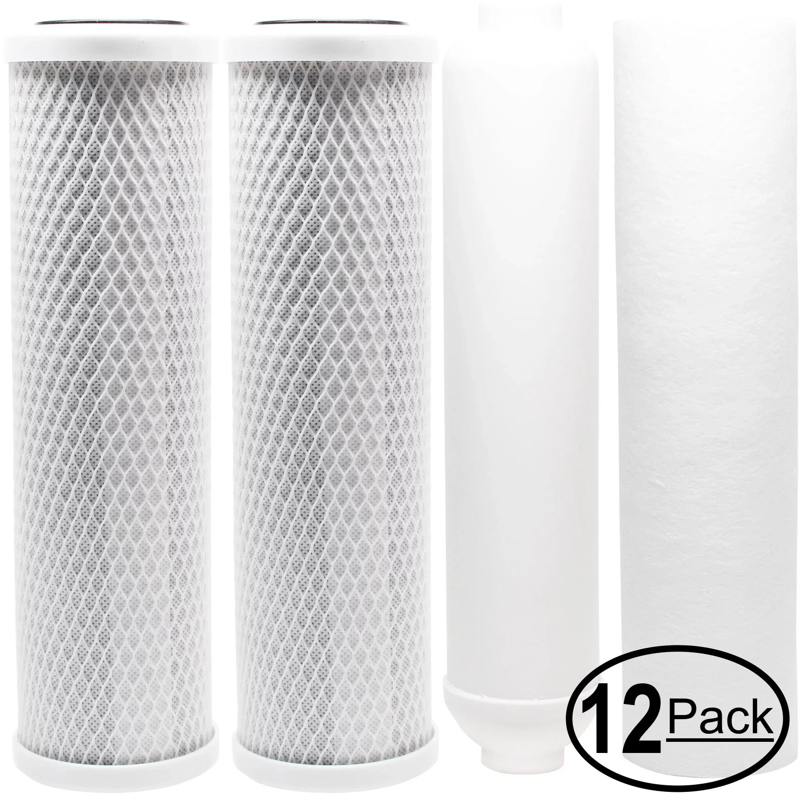 12-Pack Replacement for Filter Kit for Anchor Water Filter AF-5005 RO System - Includes Carbon Block Filters, PP Sediment Filter & Inline Filter Cartridge - Denali Pure Brand