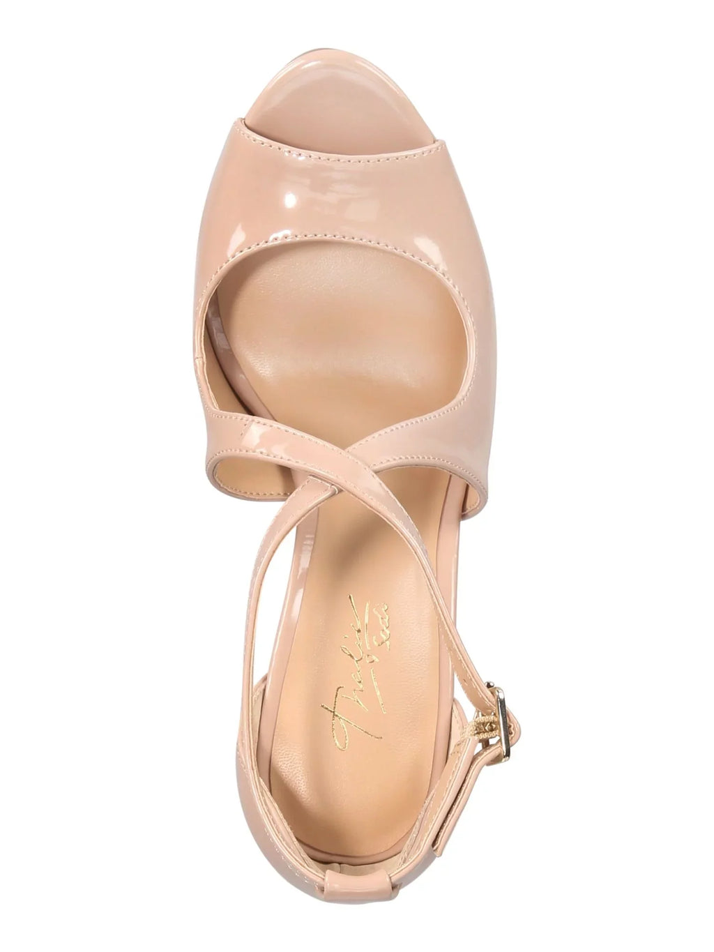 JEWEL BADGLEY MISCHKA Womens Beige 1" Platform Crisscross Straps Latch Charm Padded Adjustable Charly Round Toe Stiletto Latch Pumps Shoes 8 M