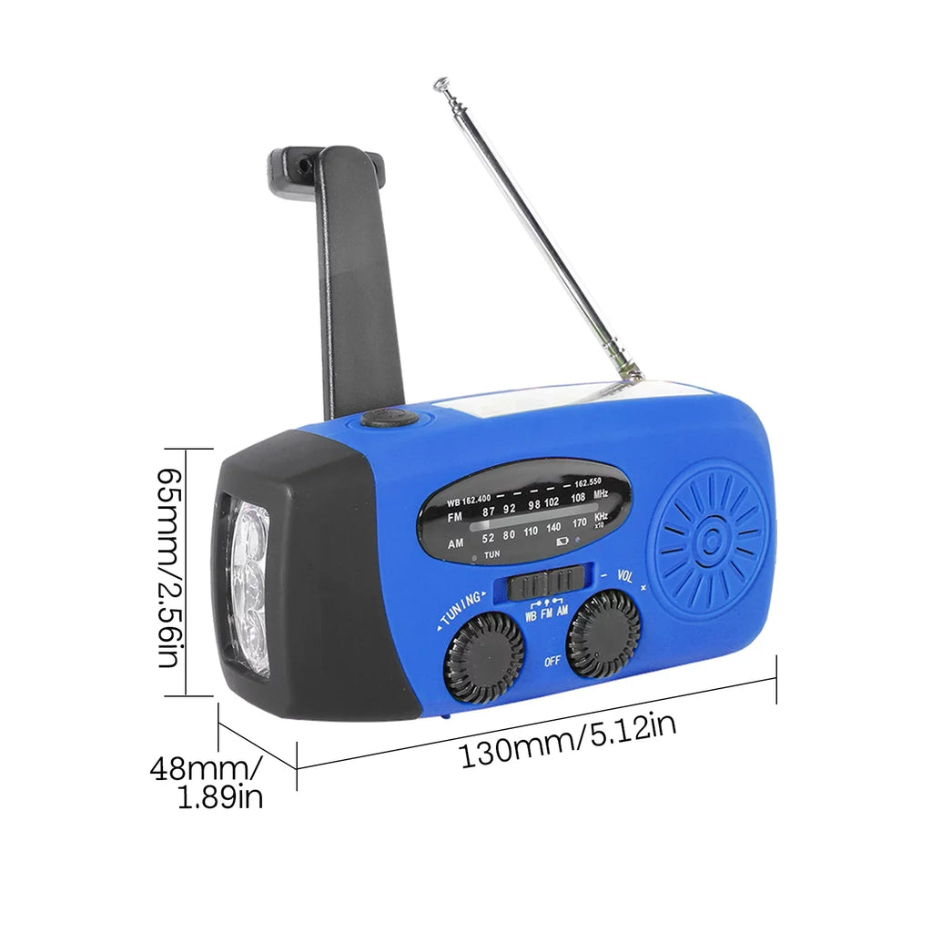 OWSOO Hand Crank Solar Climate AM / / NOAA Climate Rechargeable Portable Bank with Solar Charging & Hand Crank & Battery Operated Flashlight Cell Reading Lamp for Camping Hiking Adve
