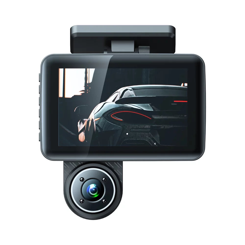Arealer 3 Cameras Dash Cam 4in Clear Car Rearview Mirror Car Video Recording Wide Angle Car Recorder Auto Safety Driving Recorder