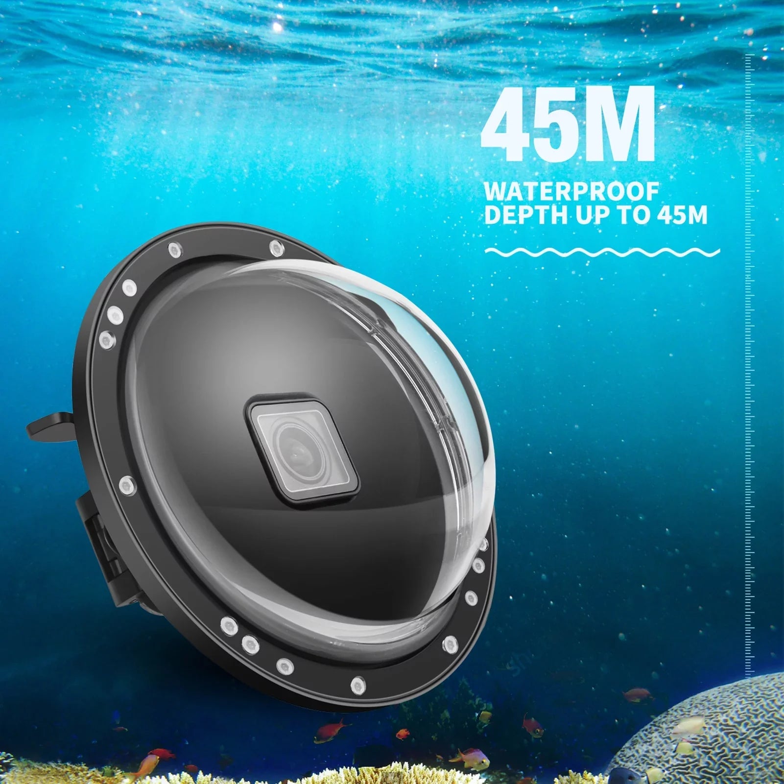 SHOOT XTGP559 Dual Handle Dome Port Case - 45m Waterproof, 180° Wide Angle for Hero 9 Black Hero 10