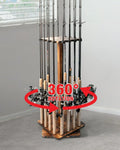 Ghosthorn Fishing Rod Pole Holders for Garage 360 Degree Rotating , Holds up to 16 Rods Wood Fishing Gifts for Men