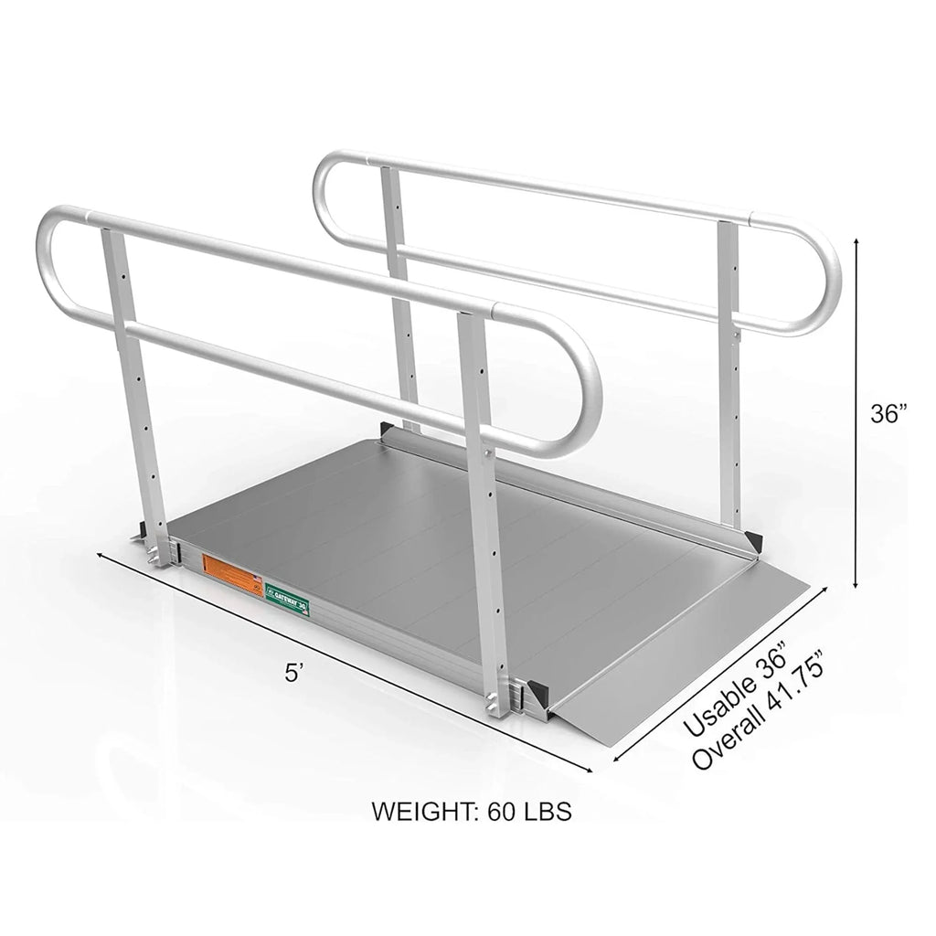 EZ-ACCESS GATEWAY 3G 5 Foot Portable Wheelchair Ramp w/2 Line Handrails