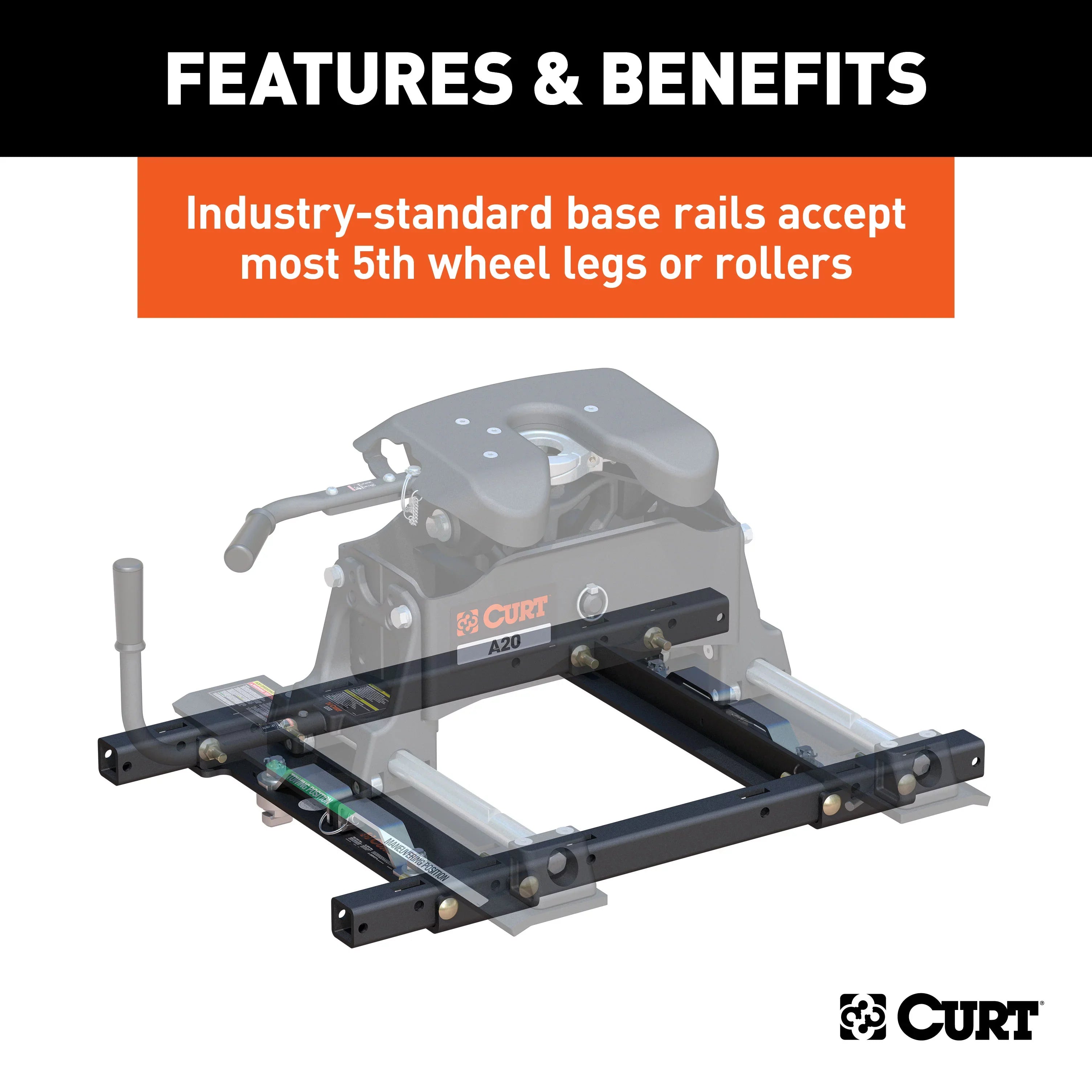 CURT 16027 Replacement Silverado, Sierra 2500, 3500, Ford F250, F350 Puck System 5th Wheel Adapter with Standard Rails, 25,000 lbs Fits select: 2020-2024 CHEVROLET SILVERADO, 2020-2024 GMC SIERRA