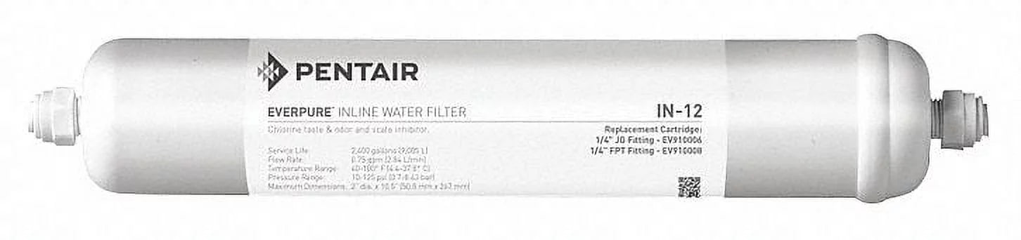 Pentair/Everpure Inline Water Filter,0.8 gpm,10 1/2" H EV910086-75