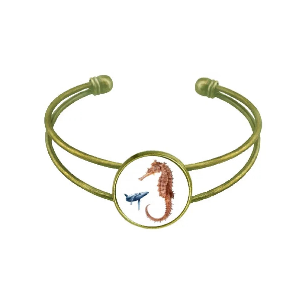Contrast Size Hippocampal Whales Bracelet Bangle Retro Open Cuff Jewelry