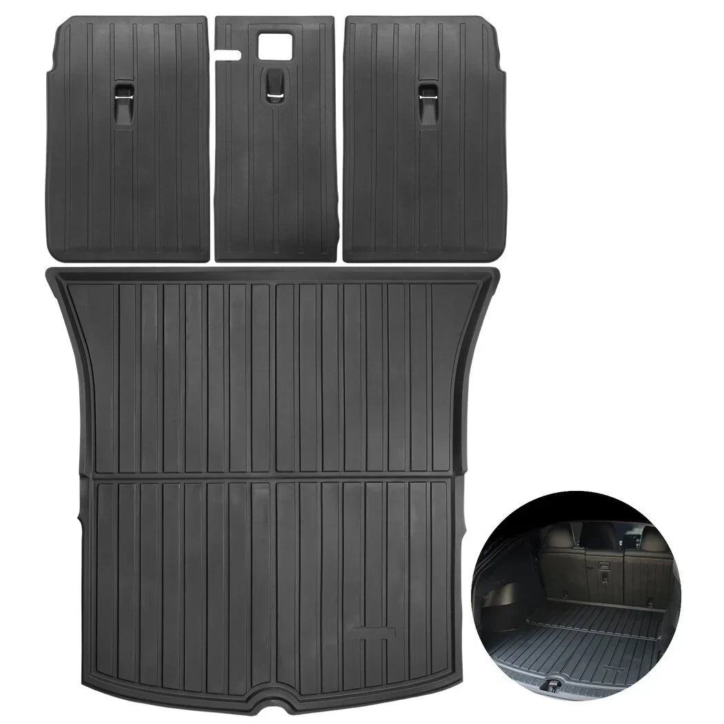 All Environment Car Trunk Mats, 3 Rear Seat Back Mats and Trunk Floor Mat, Fitting with 2020 2021 2022 Tesla Model Y, Waterproof Non-slip Car Trunk Floor Liner