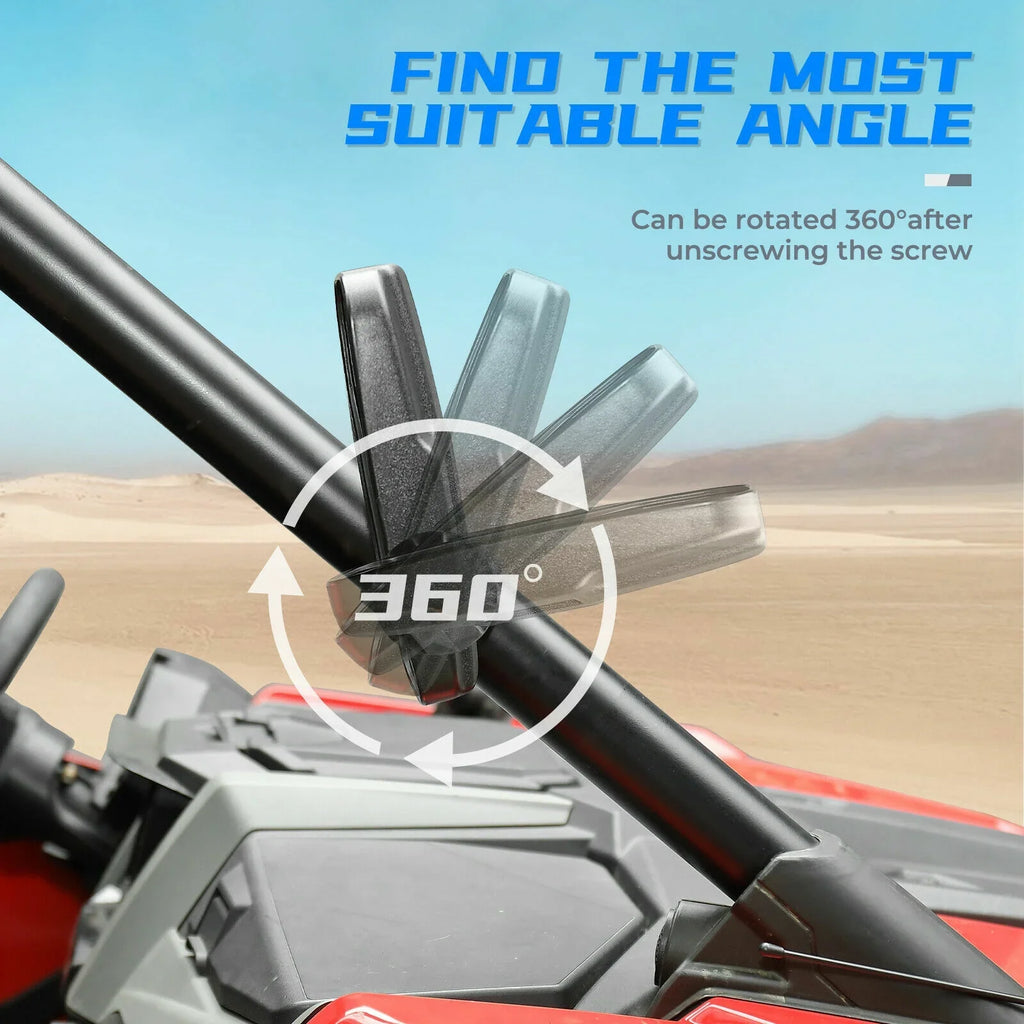 UTV Rear View Mirrors Set 1.75"-2" Bar Clamp Center Mirrors Fitting with Polaris RZR 900 1000 Can-Am X3