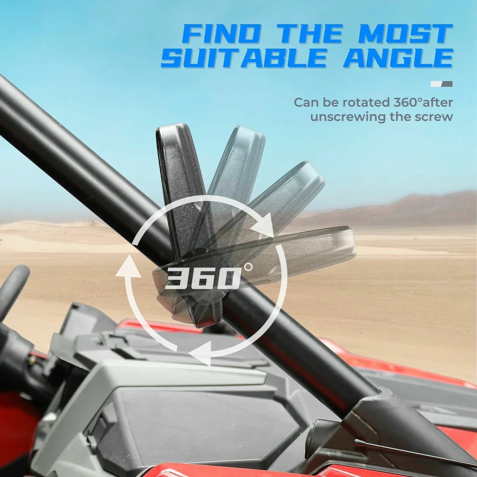 UTV Rear View Mirrors Set 1.75"-2" Bar Clamp Center Mirrors Fitting with Polaris RZR 900 1000 Can-Am X3