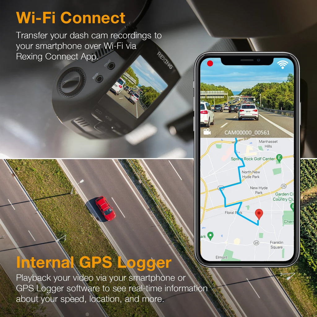 Rexing V1GW-4K Ultra HD Car Dash Cam w/Wi-Fi and GPS