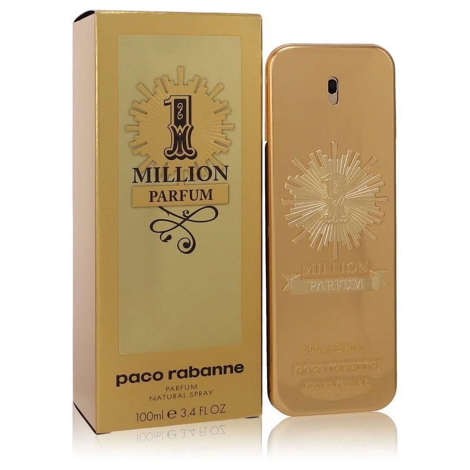 1 Million Parfum by Paco Rabanne Parfum Spray 3.4 oz for Men Pack of 2