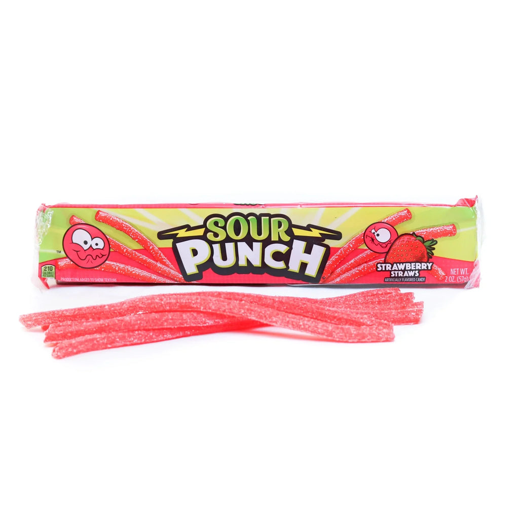 Sour Punch Straws, Strawberry, 2oz Tray (24ct Caddy)