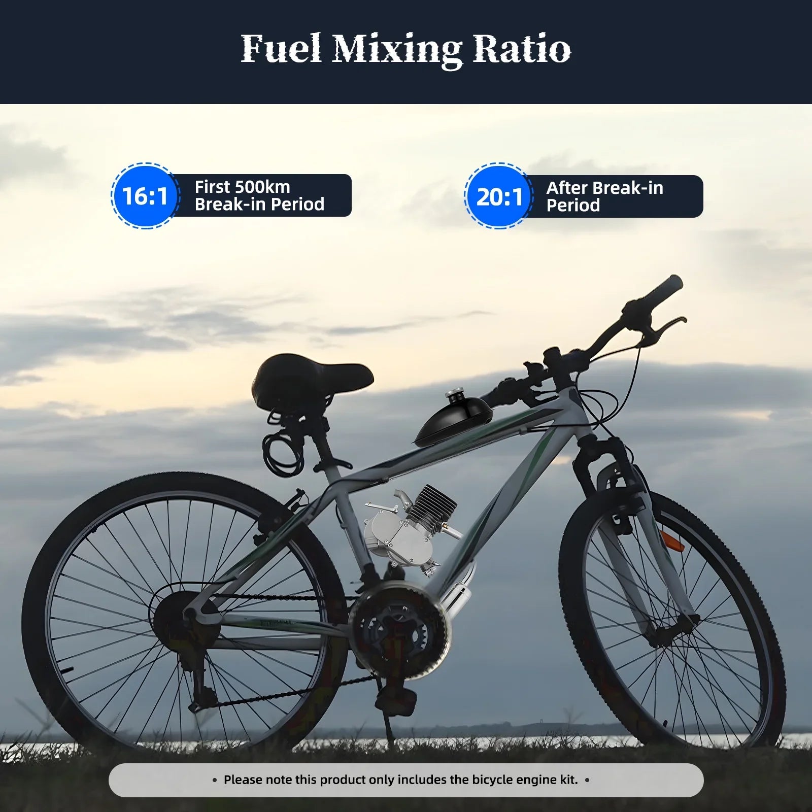 Miumaeov Bicycle Engine Kit 100CC 2 Stroke Bicycle Motorized Petrol Gas Engine Kit Full Set for Most 26" /28" Bike