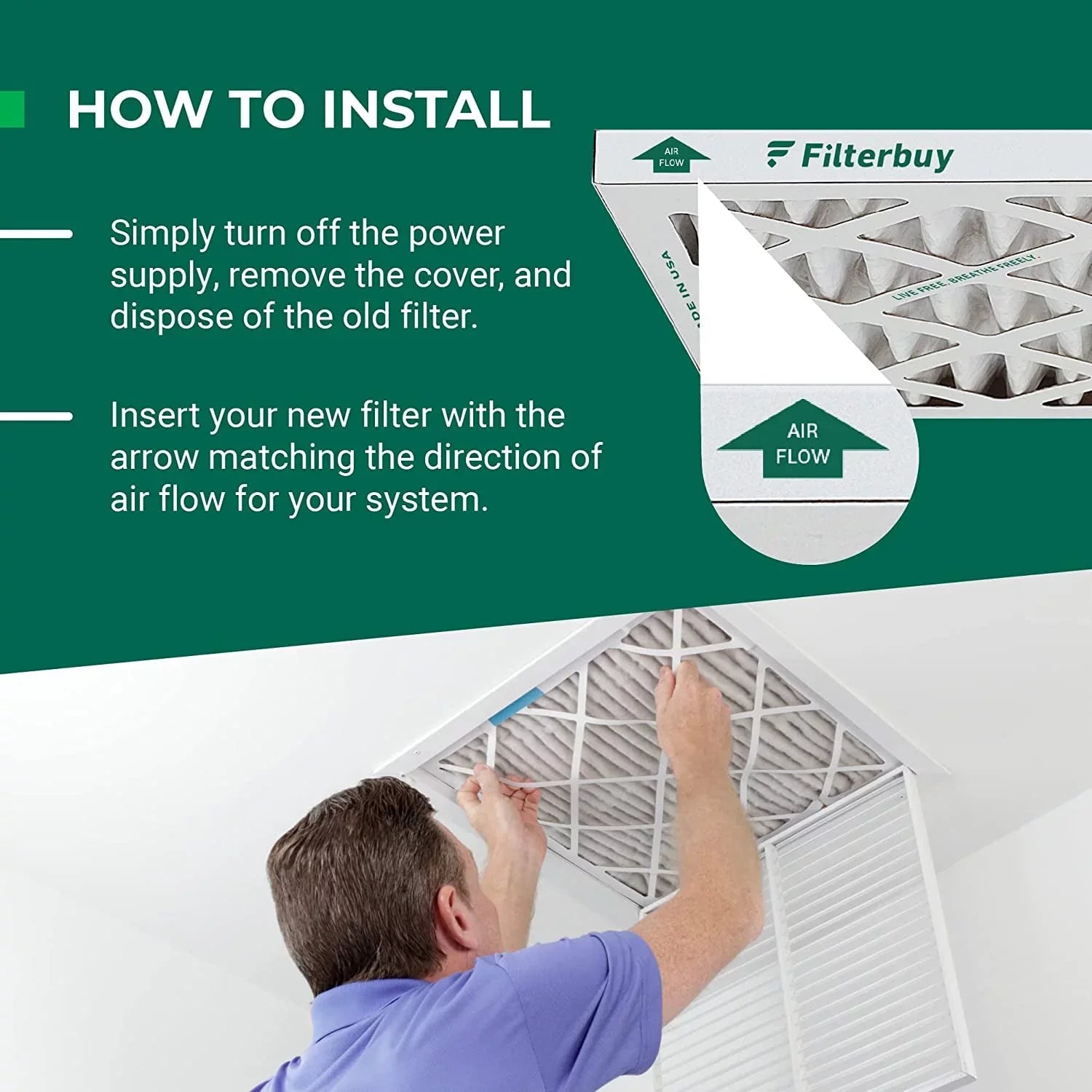 Filterbuy 8x24x2 MERV 8 Pleated HVAC AC Furnace Air Filters (5-Pack)