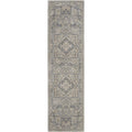 Nourison Moroccan Celebration Persian Area Rug Silver 2'2" x 7'6" Runner Medallion N/A 8' Runner Runner, Indoor