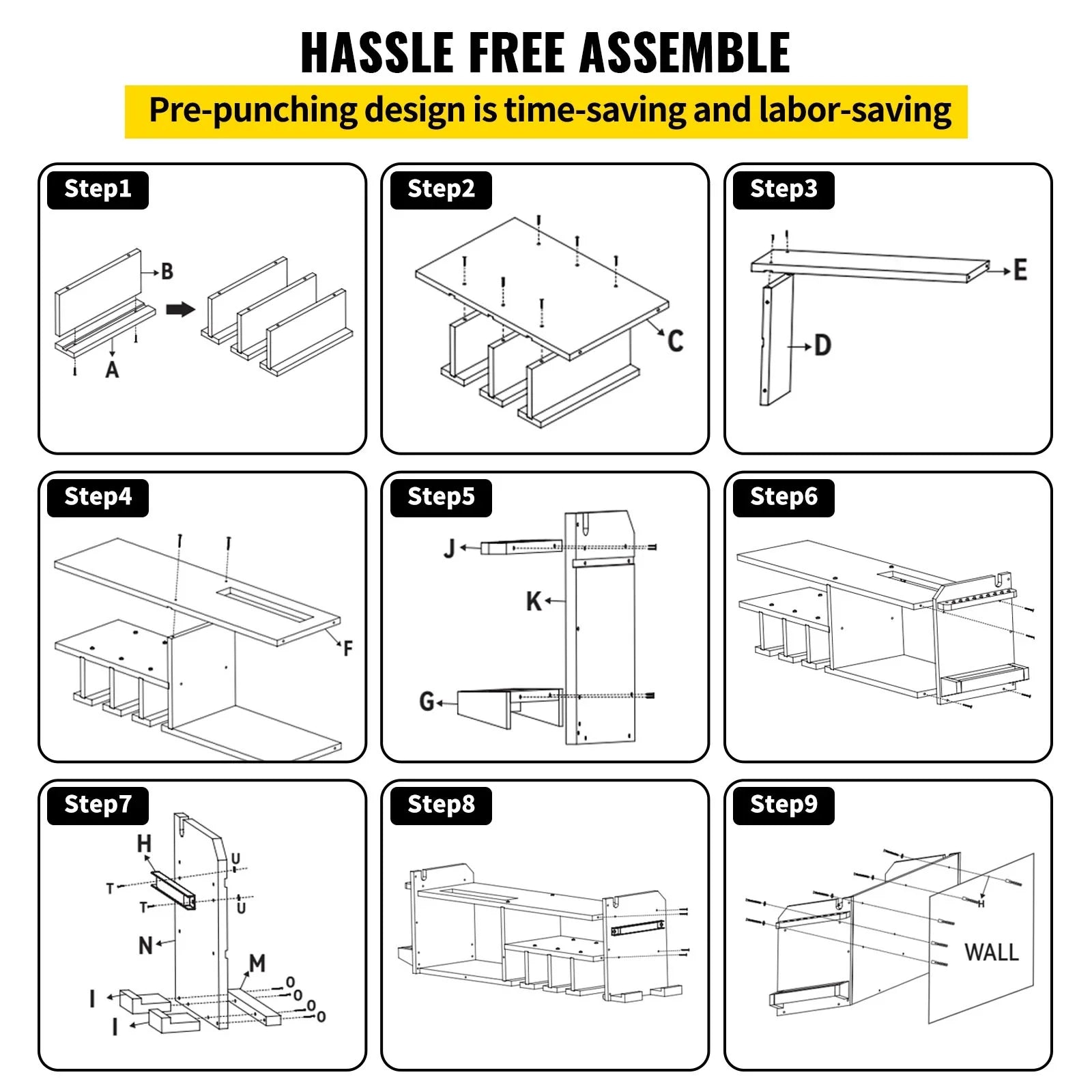 BENTISM Power Tool Organizer Drill Wall Tool Holder 4 Slots 3-shelf Wall Mounted