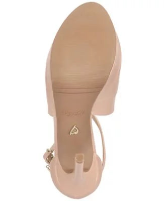 JEWEL BADGLEY MISCHKA Womens Beige 1" Platform Crisscross Straps Latch Charm Padded Adjustable Charly Round Toe Stiletto Latch Pumps Shoes 8 M