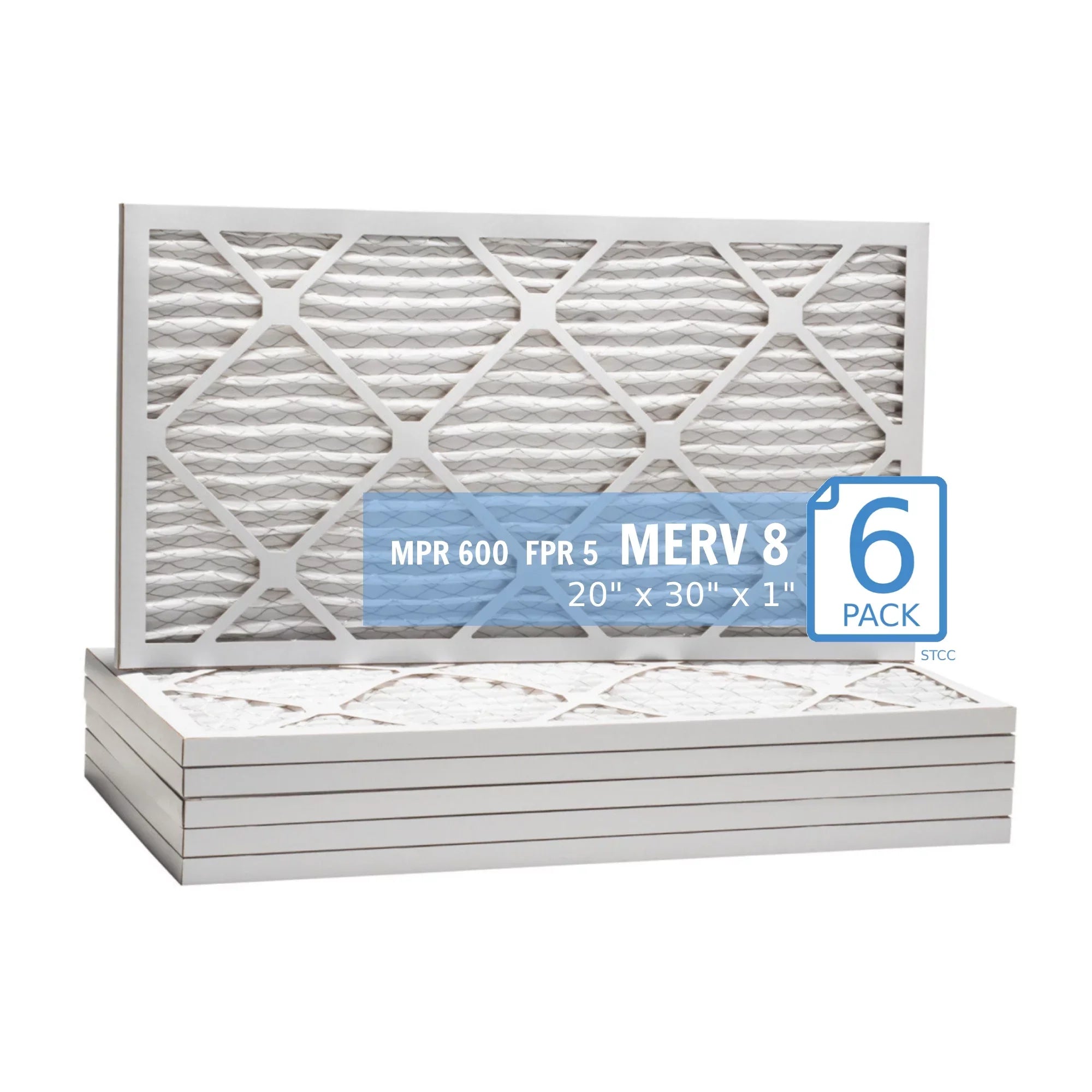 20x30x1, Purolator Hi-E 40 Extended Surface Pleated Air Filter, Mechanical MERV 8, (6 Pack)