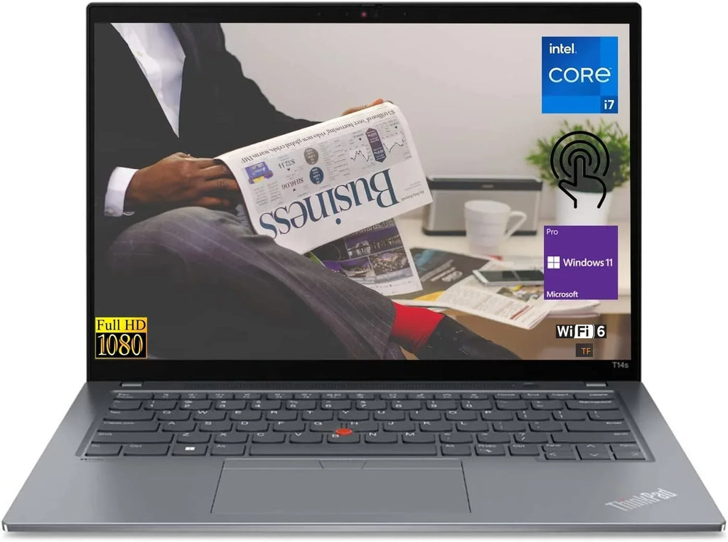 Lenovo Premium Thinkpad T14s Gen2 Biz Laptop: 14" FHD IPS Touch Display | 11th Gen Intel Core i7-1165G7 | 16GB RAM | 2TB SSD | Backlit-KYB | FP-Reader | WiFi-6 | Thunderbolt | Win11 Pro | TF